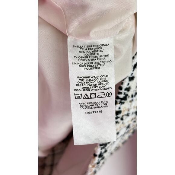 Ann Taylor The Newbury Blazer Plaid Tweed Womens Size 14 New White Black - Picture 10 of 10